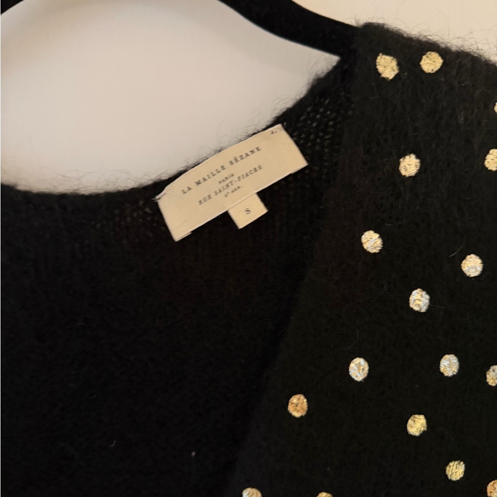 Sezane Lizy Cardigan Noir/doré - Size S - Picture 4 of 5
